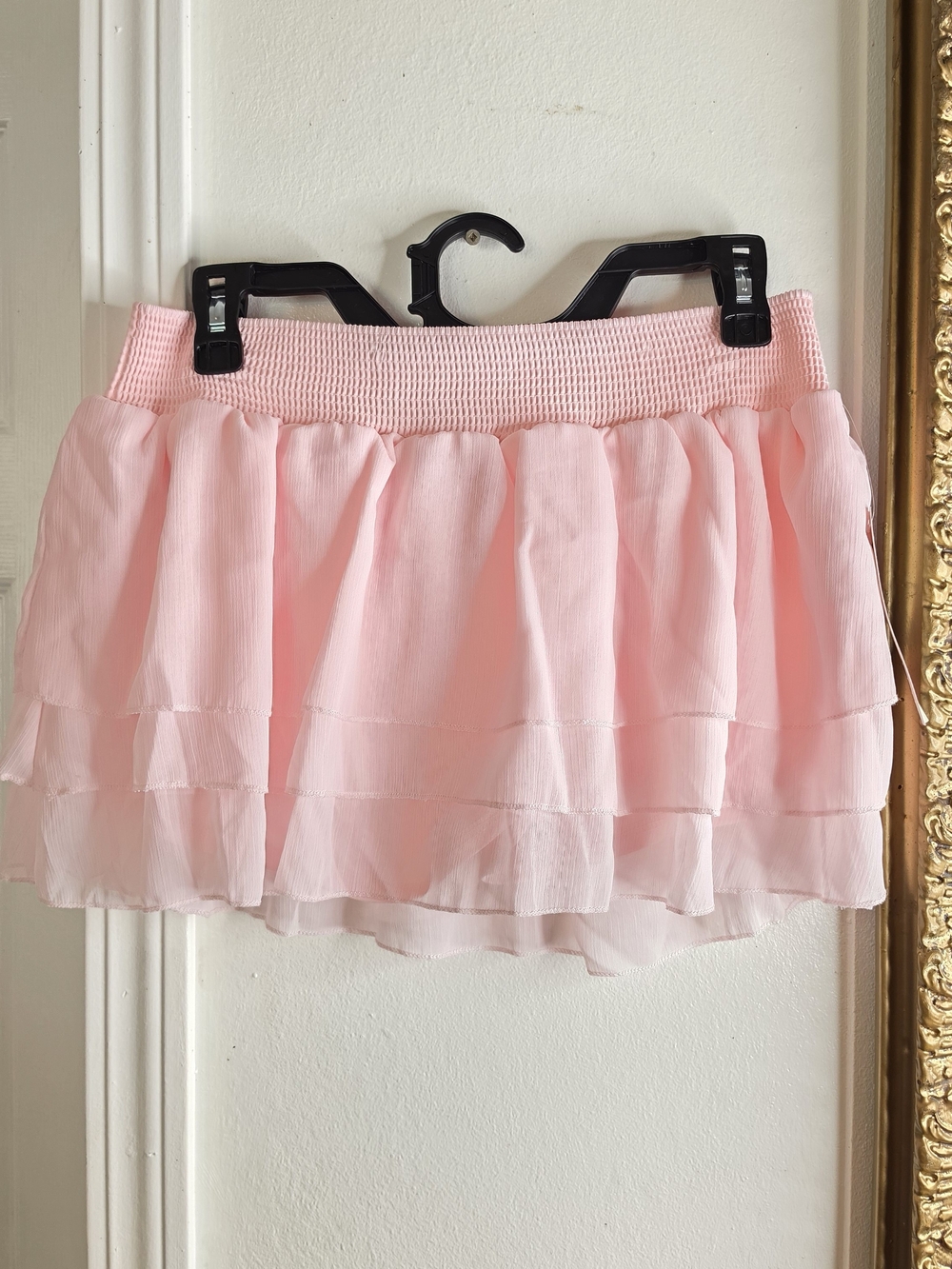 No Boundaries Light Pink Layered Chiffon Mini Skirt